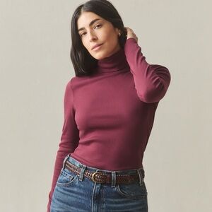 NEW American Giant Women's Luxe Rib Turtleneck Zinfandel Red Size M NWOT